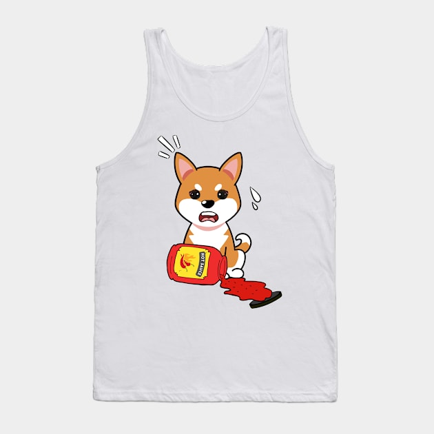 Cute Orange dog Spills Hot Sauce Tabasco Tank Top by Pet Station